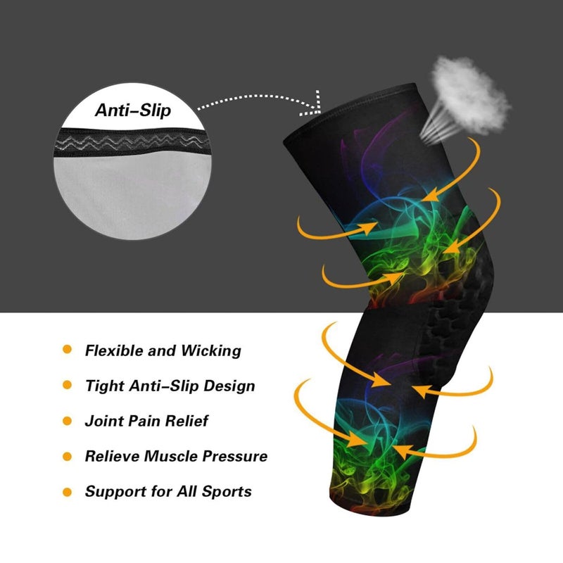 JUNZAN Knee Pads for Basketball Kids Youth Bball Knee Pads with Leg Compression Sleeves Sport Knee Pad for Volleyball Football 1 Pair Colorful Smoke - Image 3